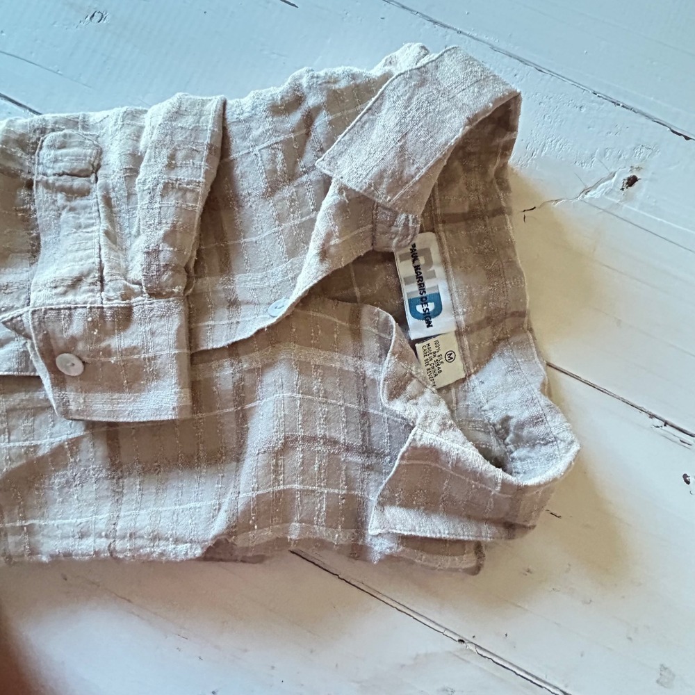 Paul Harris Design Silk Plaid Shirt‎ Womens Button Down Top Medium